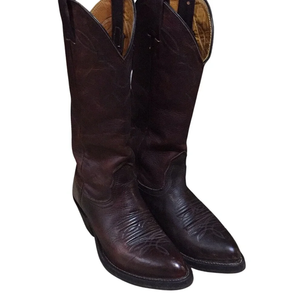 Nocona Boots Brown Leather Western Cowboy Boots‎ USA Made Size 4